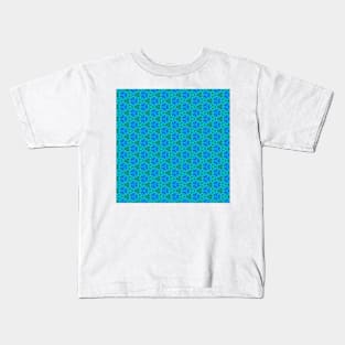 Aqua Blue and Green Textured Decorative Mandala Pattern Kids T-Shirt